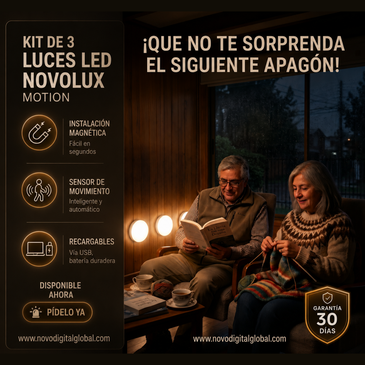 Luz LED NOVOLUX MOTION - Sensor de Movimiento - Protección Nocturna para tu Familia Toda la Noche