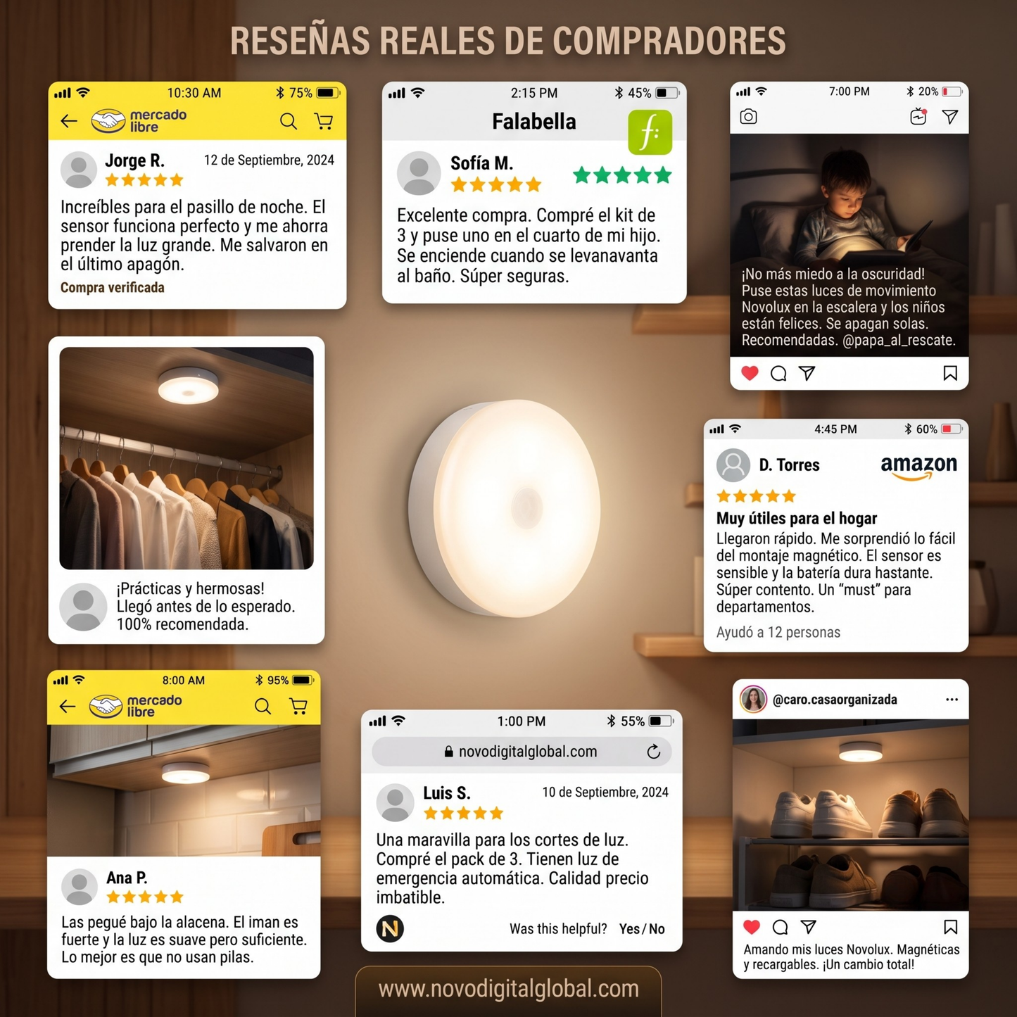 Luz LED NOVOLUX MOTION - Sensor de Movimiento - Protección Nocturna para tu Familia Toda la Noche