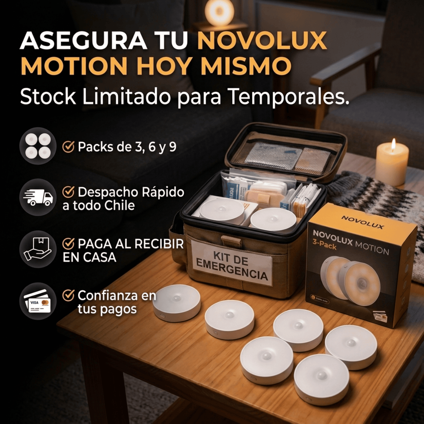 Luz LED NOVOLUX MOTION - Sensor de Movimiento - Protección Nocturna para tu Familia Toda la Noche