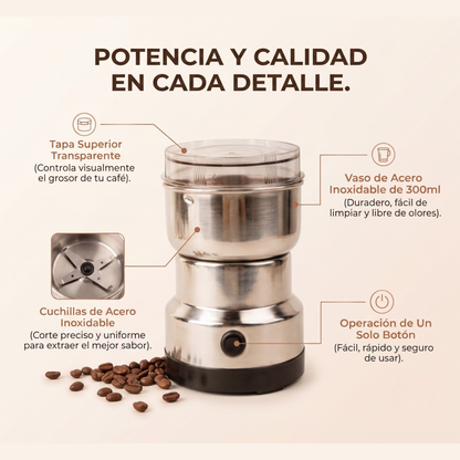 Moledor Eléctrico de Café - Para Iniciar tus Mañanas con el Aroma más Cálido en Segundos