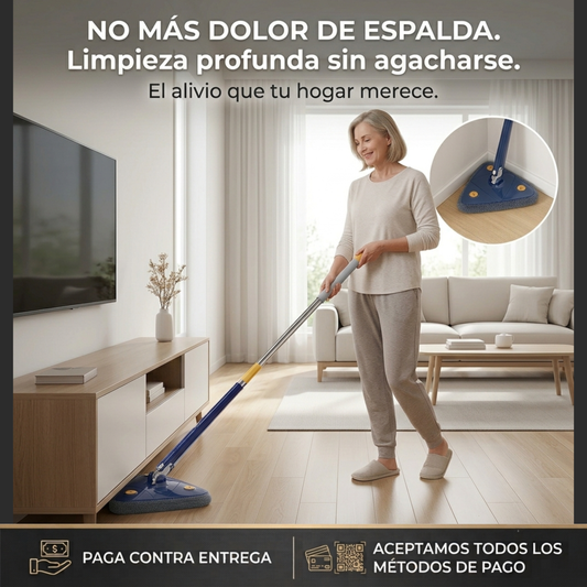 MOPA TRIANGULAR Flex 360 🌧️ Especial Días de Lluvia: Mantén tu hogar limpio y seco sin lastimar tu espalda."