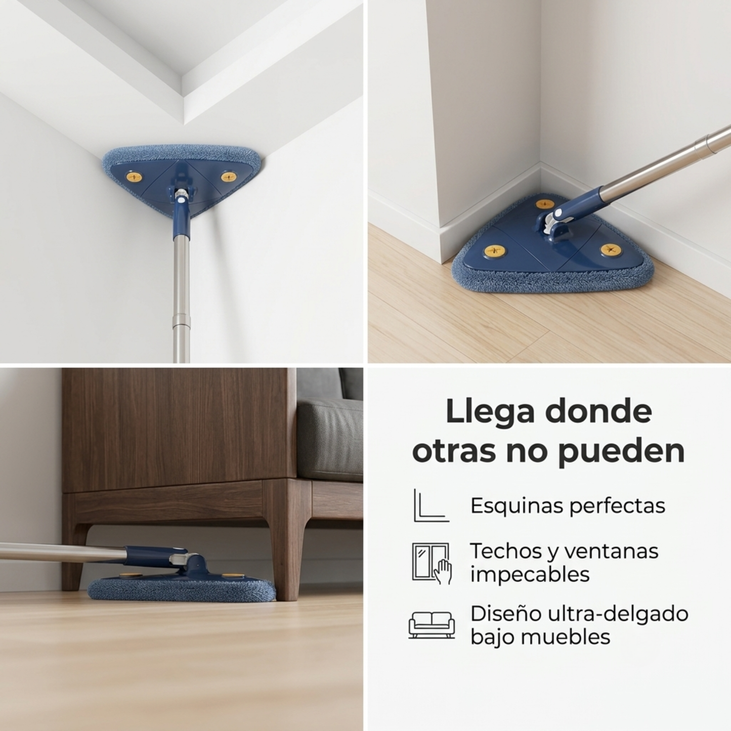 MOPA TRIANGULAR Flex 360 🌧️ Especial Días de Lluvia: Mantén tu hogar limpio y seco sin lastimar tu espalda."