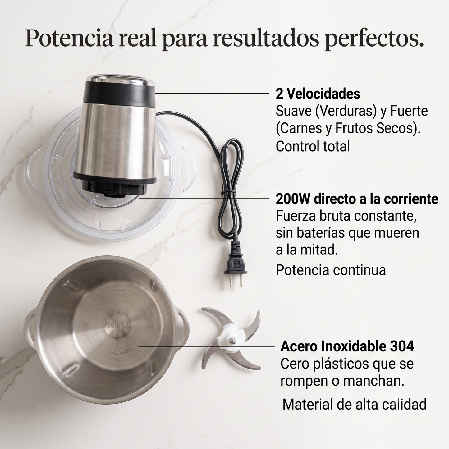 VELO CHEF PICADORA  ELECTRICA MULTIUSO - Procesa tus Ingredientes - Haz la Parte Pesada de Cocinar en Solo 10 Segundos