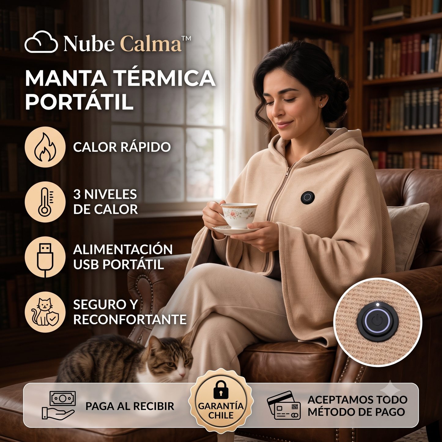 Manta Calefactora Eléctrica Carga USB