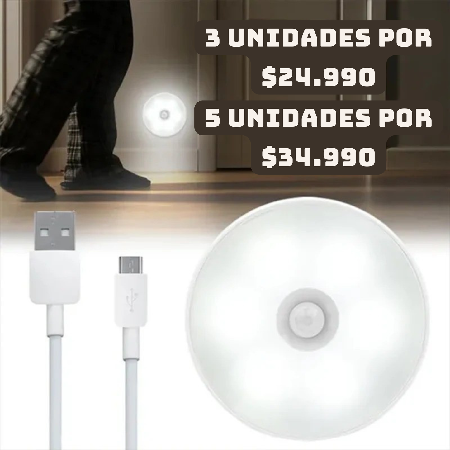 Luz  Led Nocturna con Sensor de Movimiento